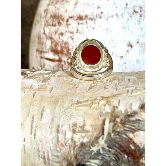 Vintage 925 Sterling Silver Carnelian Ring Size 7 - Picture 6 of 7